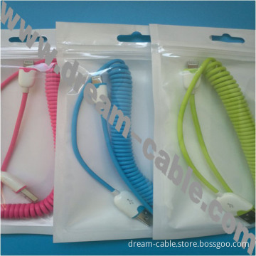 Colorful USB Data Sync Spiral Cable for iPhone 5
